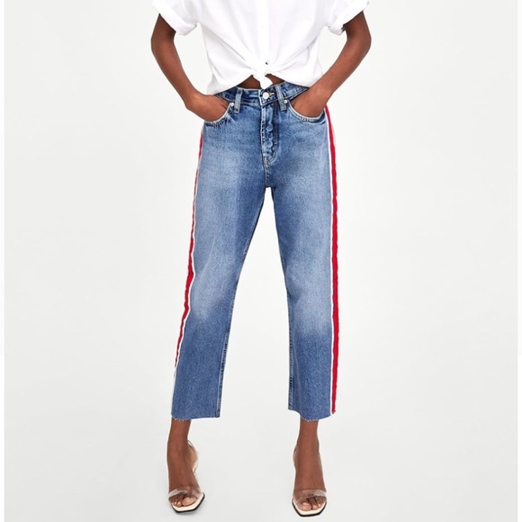 Zara TRF high waisted stripes jeans - Picture 1 of 11